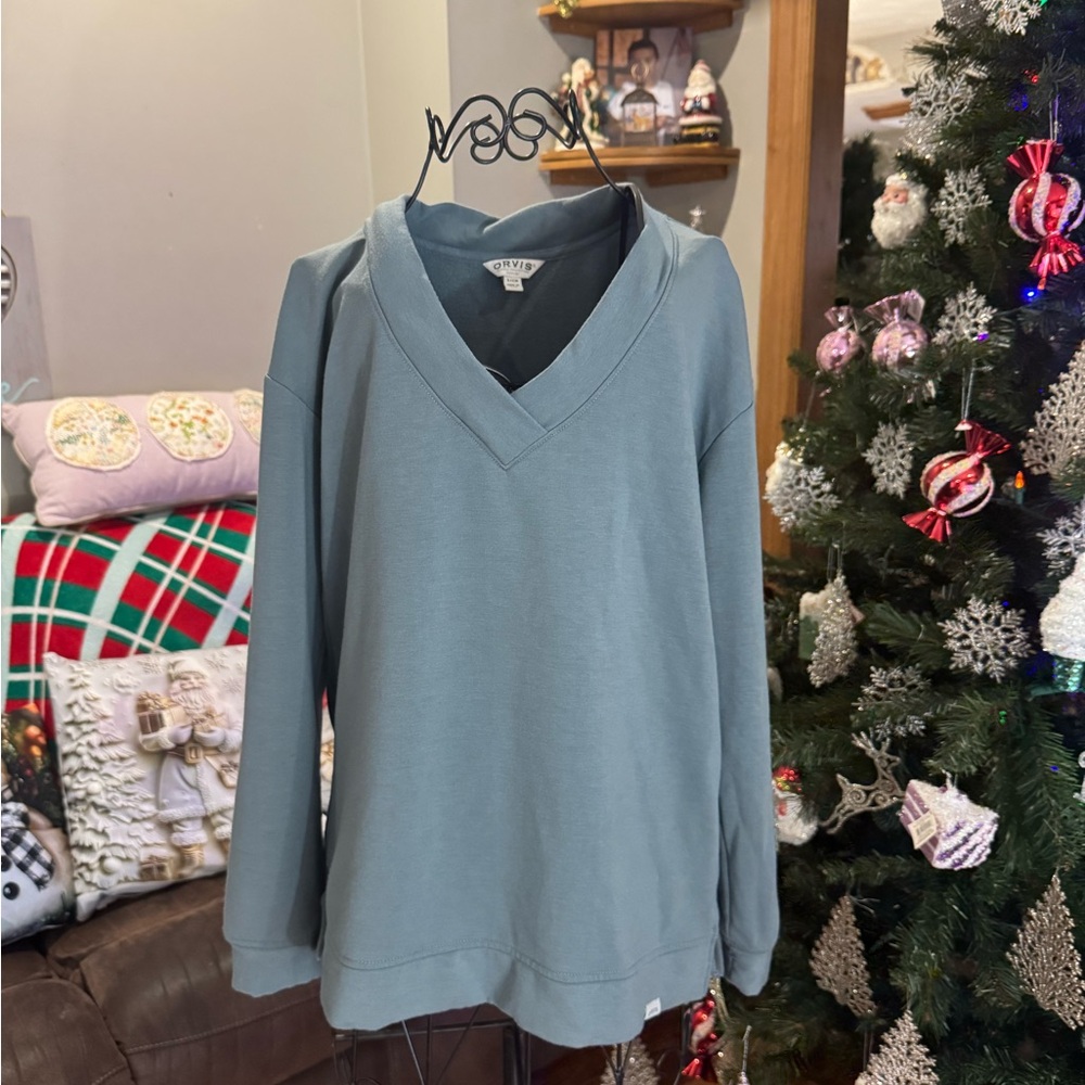 Orvis Women's V-Neck Sweater - Soft Blue
